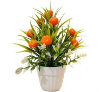 Comgooldool Planta artificial en maceta de árbol frutal de 20 cm, decoración realista de granada de chile naranja y limón para mesa de oficina en casa, vegetación sintética de plástico bajo (naranja)