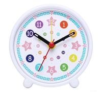 Comgooldool Reloj de aprendizaje silencioso para niños de 4 a 8 años, colorido reloj de pared con anillo interior de 24 horas, movimiento de cuarzo sin tictac para aula y enseñanza en casa (blanco