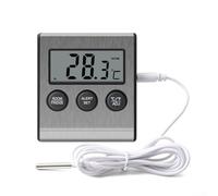 Comgooldool Termómetro digital para frigorífico con pantalla LCD, memoria máxima/mínima y alarma audible para refrigerador y congelador -50 ℃ a 70 ℃, sonda de acero inoxidable, 3 opciones de montaje