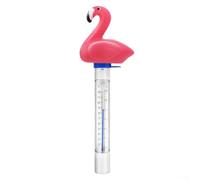 Comgooldool Termómetro flotante de flamenco para piscina con cuerda de recuperación, pantalla grande resistente a los golpes para una lectura precisa de la temperatura del agua en spas, jacuzzis