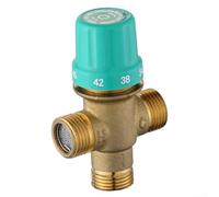 Comgooldool Válvula mezcladora termostática de cobre con filtro incorporado y función de parada de agua, interfaz de 1/2 pulgada para control de temperatura caliente y fría, accesorio de calentador de