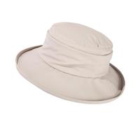 Comhats Sombrero de lluvia plegable para mujer, gorro impermeable con correa para la barbilla UPF50+, 00737_Beige, M