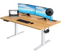 COMHOMA Mesa de Escritorio Sentado de pie eléctrico, Regulable en Altura, función de Memoria de 2 Alturas, para Oficina, Dormitorio (Marrón, 140 * 60)