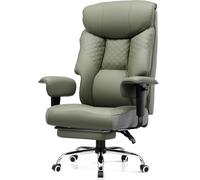 COMHOMA Silla de gaming para personas grandes y pesadas, silla de oficina ergonómica hasta 180 kg, cojín de asiento 3D, ajustable con reposapiés, de piel sintética, alto confort para oficina y gaming