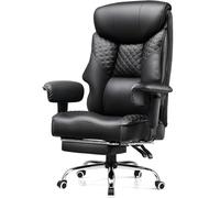 COMHOMA Silla de gaming para personas grandes y pesadas, silla ergonómica de oficina de hasta 180 kg, cojín de asiento 3D, ajustable con reposapiés, piel sintética, alta comodidad para oficina y