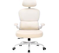 COMHOMA Silla de Oficina ergonómica, Silla de Escritorio con reposacabezas 3D y Soporte Lumbar, diseño de Gancho Integrado, reposabrazos Plegable, cojín Acolchado, Carga hasta 150 kg