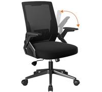 COMHOMA Silla de Oficina ergonómica, Silla giratoria con reposacabezas Ajustable, Soporte Lumbar y reposabrazos Plegables, Silla de Ordenador Regulable en Altura y función basculante, Color Negro