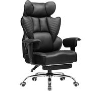 COMHOMA Silla gaming, silla de oficina ergonómica, silla de escritorio con reposabrazos ajustables, soporte lumbar de muelles de bolsillo para personas grandes y altas, 150 kg, asiento ancho, negro