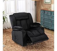 COMHOMA Sillón Reclinable Manual Giratorio para Adultos con Respaldo y Reposapiés Ajustables, Silla de 360° para Salón, Portavasos, Bolsillos Laterales, Tejido Suave, Soporte Ergonómico, Negro