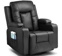 COMHOMA Sillón relajante Sillón de TV con función reclinable, Respaldo y apoyabrazos gruesos, con función de balanceo, Giratorio 360° Brown