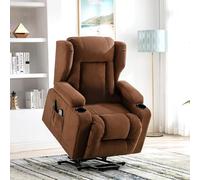 COMHOMA Sillón Relax Masaje Reclinable Electrico de Tela con 8 Puntos de Masaje Vibrante Función, Lumbar Poltrona Reclinável Levantapersonas Marrón