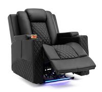 COMHOMA Sillon Relax Reclinable Sillón Relax Electrico Masaje Sillón Reclinable con LED, Función de Inclinación, Alón, Dormitorio, Cine en Casa, Negro