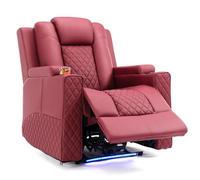 COMHOMA Sillon Relax Reclinable Sillón Relax Electrico Masaje Sillón Reclinable con LED, Función de Inclinación, Alón, Dormitorio, Cine en Casa, Rojo