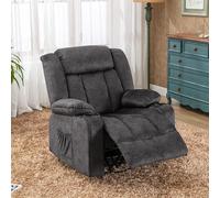 COMHOMA Sillón relax Sillón TV sillón lounge regulable 90 ° -160 ° reposapiés retráctil con 2 portavasos. Black