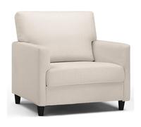 COMHOMA Sillón Salón, Sillón Relax, Silla Larga, con Reposabrazos y Espalda Gruesa, Asiento Acolchado, Sillón Acolchado, Bolsa de Resortes Individual, Salón, Dormitorio, Cine en Casa, en Lino, Blanco