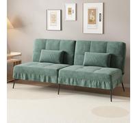 COMHOMA Sofá Cama con función de Dormir - Funda futón Convertible - Sofá esquinero - Sofá de Invitados de 3 plazas - con Respaldo Ajustable de Pana, Verde