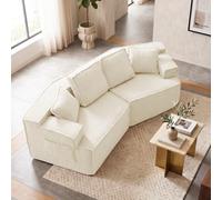 COMHOMA Sofá de 2 plazas, 160 x 75 x 67 cm, sofá cama modular tapizado, con bolsa de almacenamiento, sofá con función de dormir, no requiere montaje, funda de piel sintética Sherpa, color beige