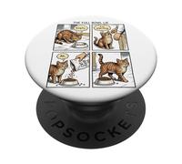 Cómic Gracioso Gato Hambriento Amante Gatos PopSockets PopGrip Adhesivo