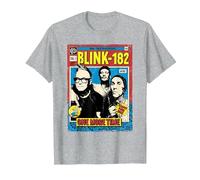 Comic Oficial de Blink-182 One More Time Camiseta, Hombre, Gris Jaspeado, S