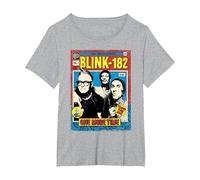 Comic Oficial de Blink-182 One More Time Camiseta, Mujer Tallas Grandes, Gris Jaspeado, 1XL Grande
