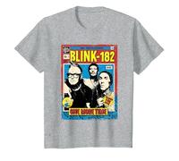 Comic Oficial de Blink-182 One More Time Camiseta, Niños, Gris Jaspeado, 3 años