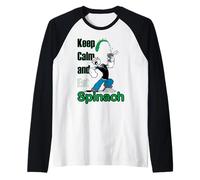 Cómic Retro de Popeye The Sailor Man Keep Calm & Eat Spinach Camiseta Manga Raglan