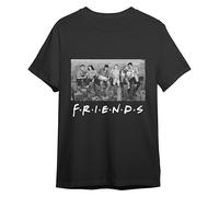 Comic Studio Friends Camiseta | Joey, Rachel, Chandler, Phoebe, Ross & Monica | Negro | S T-Shirt, Unisex