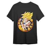 Comic Studio Goku Sayan Super Dragon Ball Z Camiseta | Artículo Licenciado Oficial | Unisex | Negro | XXL T-Shirt