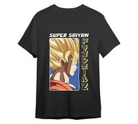 Comic Studio | Goku Super Sayan Dragon Ball Z Camiseta | Artículo Licenciado Oficial | Unisex | Negro | L