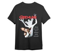 Comic Studio | Gremlins Camiseta | Artículo Licenciado Oficial | Gizmo | Negro | S