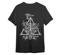 Comic Studio | Harry Potter Camiseta |Artículo Licenciado Oficial | Las Reliquias De La Muerte | Negro | L