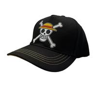 Comic Studio | One Piece | Artículo Licenciado Oficial | Gorras de Hombre | Luffy Trripulacion Straw Hat | Talla única Baseball Cap | Negro, Naranja Claro | Unisex