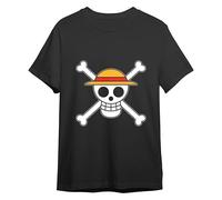 Comic Studio | One Piece Camiseta | Artículo Licenciado Oficial | Luffy Skull | Negro | S