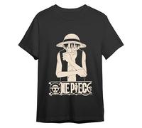 Comic Studio | One Piece Camiseta | Artículo Licenciado Oficial | Monkey D. Luffy Character Printed| Unisex | Negro | S