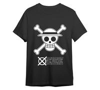 Comic Studio | One Piece Camiseta | Artículo Licenciado Oficial | Monkey D. Luffy Skull | Unisex | Negro | S