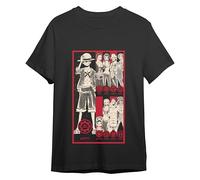 Comic Studio | One Piece Camiseta | Artículo Licenciado Oficial | Monkey D. Luffy, Zoro, Sanji, Nami, Usopp, Chopper, Franky, Robin & Brook | Negro | L