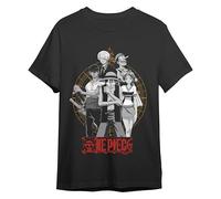 Comic Studio | One Piece Camiseta | Artículo Licenciado Oficial | Monkey D. Luffy, Zoro, Sanjo, Nami & Usopp | Unisex | Negro | M
