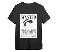 Comic Studio | One Piece Camiseta | Artículo Licenciado Oficial | Wanted - Monkey D. Luffy | Unisex | Negro | XXL