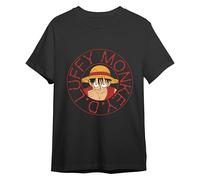 Comic Studio | One Piece Camiseta Hombre | Artículo Licenciado Oficial | Monkey D. Luffy Character| Negro | S, M, L, XL, XXL