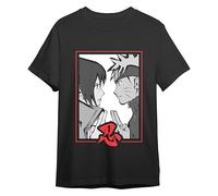 Comic Studio Shippuden Camiseta | Artículo Licenciado Oficial | Naruto Uzumaki & Sasuke Uchiha | Unisex | Negro | XL T-Shirt