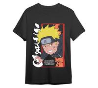 Comic Studio Shippuden Camiseta | Artículo Licenciado Oficial |Naruto Uzumaki | Unisex | Negro | S T-Shirt