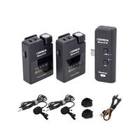 COMICA BoomX-DUC2 2.4G Micrófono inalámbrico para USB C Smartphone/Laptop, Micrófono inalámbrico de Doble Solapa con 2 transmisores 1 Receptor, para entrevistas de podcasting Youtube Live-Steam