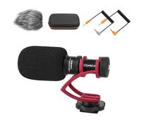 comica CVM-VM10II - Micrófono de cámara cardioide de Condensador direccional para cámaras Canon, Nikon, Fuji, Sony, Panasonic, Olympus DSLR, Smartphones, etc. (con Protector de Viento) (Rojo)
