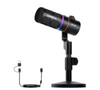 COMICA EJoy D10(D) Micrófono de juego USB - Micrófono dinámico RGB con cancelación de ruido, XLR/USB-C, monitoreo en tiempo real, silencio, micrófono de estudio profesional para juegos