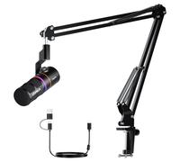 COMICA EJoy D10 - Micrófono cardioide dinámico USB-C/XLR con 48 kHz/24 bits, reducción de ruido Calmix, iluminación RGB, amplificación y monitorización ajustables