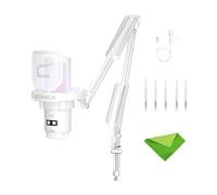 comica EJoy Uni A-Micrófono USB Blanco para computadora y teléfono Inteligente, micrófono de Condensador cardioide RGB para Juegos para podcasting, transmisión por secuencias, con Soporte para Brazo
