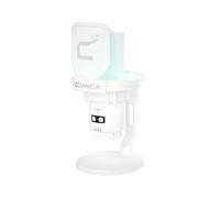 Comica Ejoy Uni Microfono USB para Gamer, Microfono PC de condensador con ganancia/silencio/reducción de ruido/monitor/luces RGB, micrófono para streaming, podcast, grabación, computadora, PS4&5-White