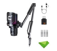 comica EJoy Uni Pro (A)-Negro Micrófono para Ordenador Y Smartphone,48Khz/24Bit RGB Condensador Cardioide Micrófono De Juego para Podcasting,Streaming,Grabación,Música,con Soporte De Brazo Boom