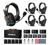 COMICA Seekcom S1 - Sistema de auriculares de intercomunicación inalámbricos, 5 usuarios de 2.4 GHz, auriculares de comunicación inalámbrica con rango de 500 m, reducción de ruido, comunicación de
