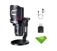 comica Uni Pro (D)-Negro Micrófono para Ordenador y Smartphone,RGB Cardioide Micrófono Condensador De Juego para Podcasting,Streaming,Grabación,con Soporte De Sobremesa